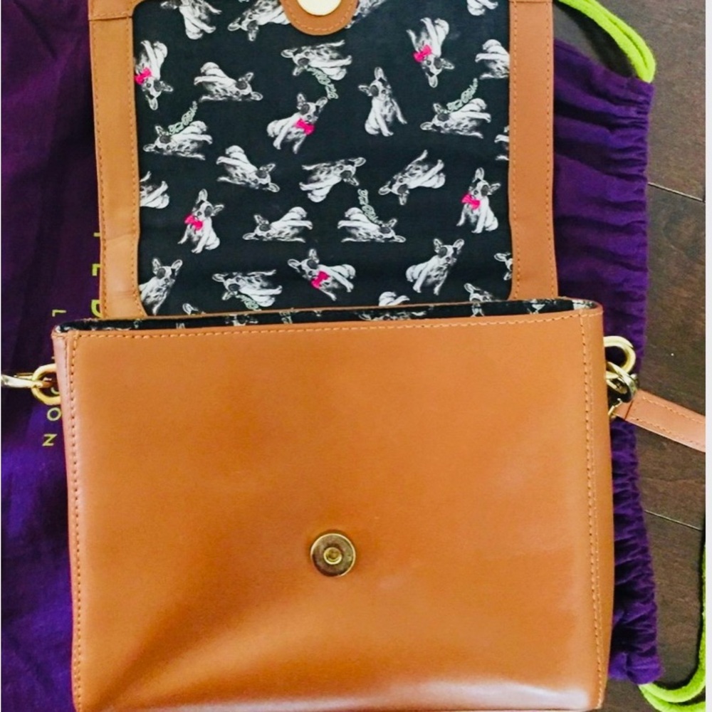 Ted Baker London Saddle Asar Leather Metal Bow Crossbody, Light Brown, Rare EUC - Picture 5 of 7